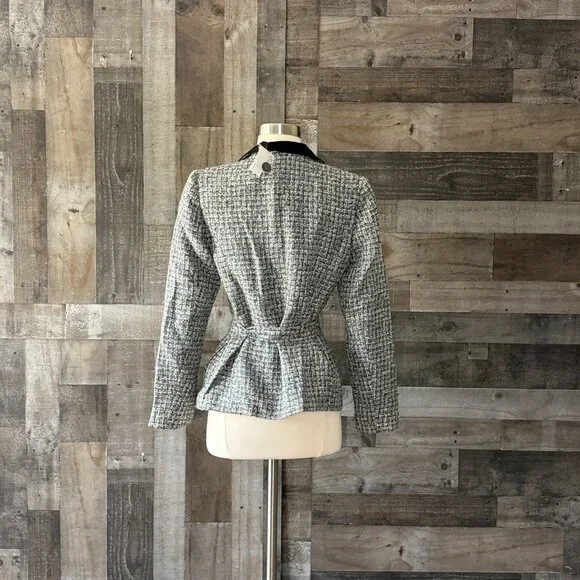 NWT! White House Black Market blazer size 6 sparkly tweed wool plaid jacket - Picture 10 of 12